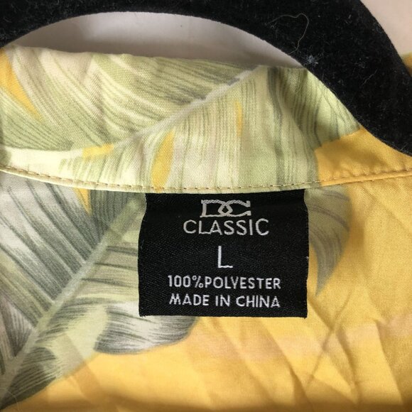 DC Classic Mens Hawaiian Aloha Shirt Las Vegas Palm Leaf Print Yellow Green L - Picture 4 of 4